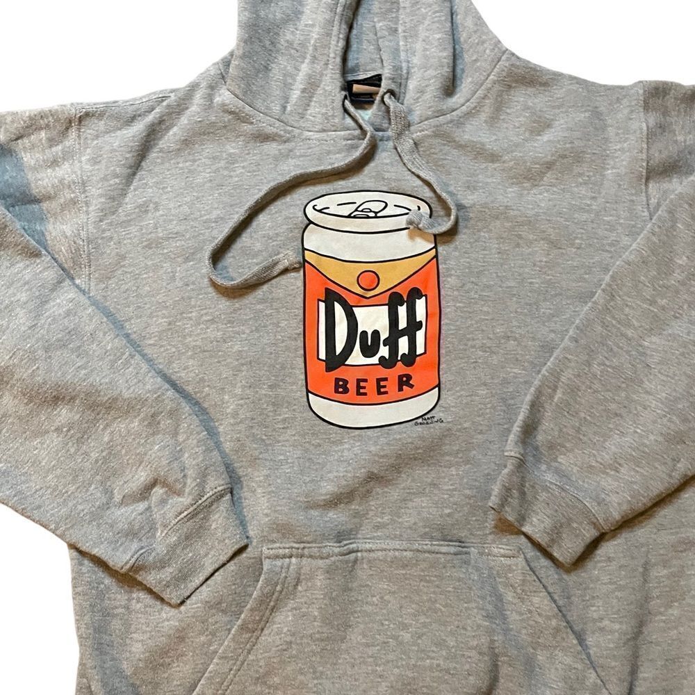 The Simpson’s Duff Hoodie with Beer Holder Pocket, size Medium